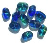 10 18x12x9mm Blue & Green Potato Nugget Beads